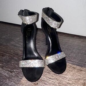 Black & Silver Rhinestone Diamond Heels